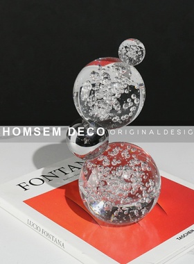 轻奢水晶链球摆件样板房t间软装饰品居家客厅边柜玄关柜摆饰品