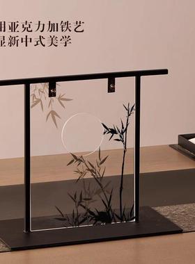 中式桌面小屏风禅意茶台茶桌氛围布置古风隔断装饰品宋代美学摆件