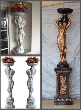 欧式人物家居客厅走廊落地摆件楼梯口玄关美女雕塑酒店会所工艺品