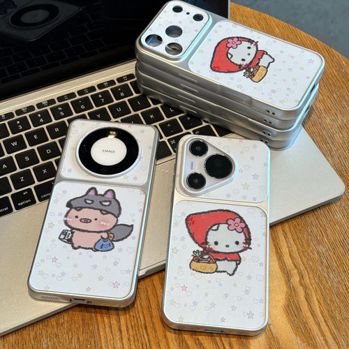 情侣大灰狼小红帽仙女适用苹果17promax手机壳iPhone16小米15华为mate80p90K90reno16note14x200s60一加ace6 - 图0