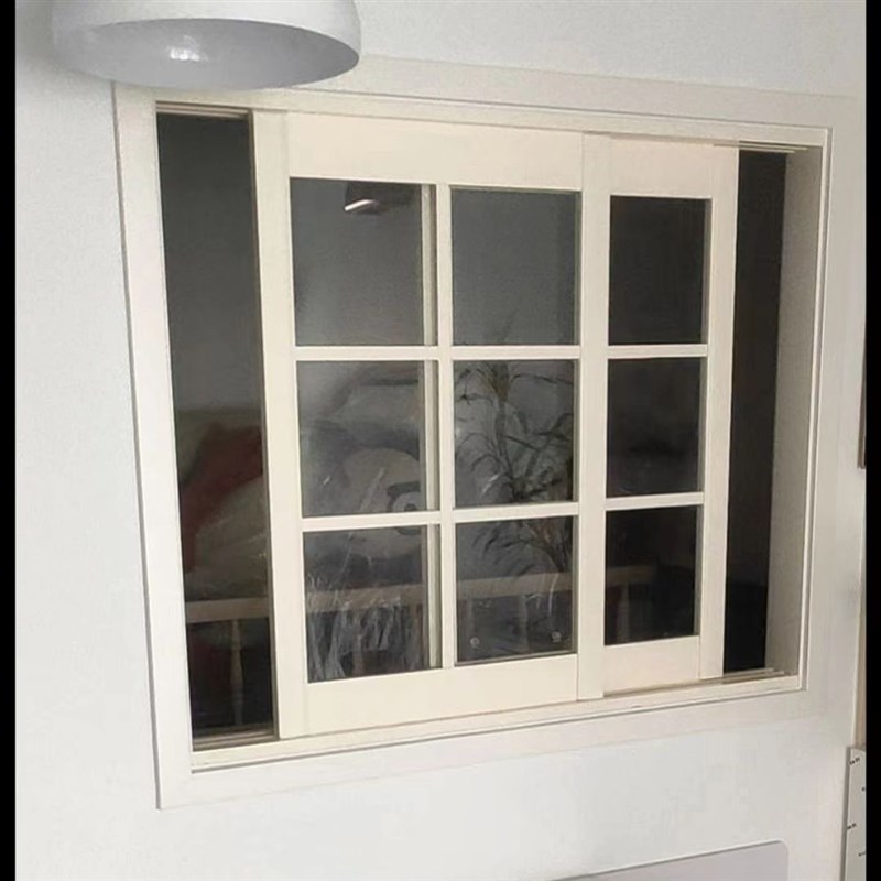 左右折叠窗户白色格子窗烤漆实木定制玻璃窗原木推拉窗对开窗隔断 - 图3