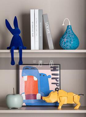 莫兰迪客厅酒店餐边柜卡通组合样板间酒店儿童房卧室书柜现代摆件