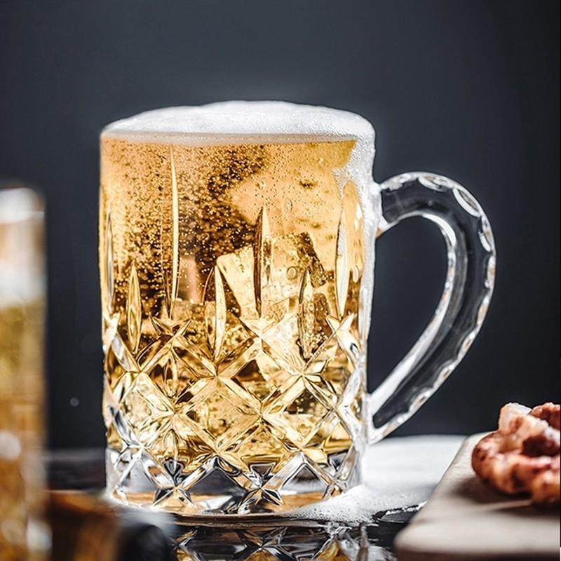 欧式家用水晶玻璃大号啤酒杯扎啤杯茶杯水杯带把加厚耐热耐家用杯,淘宝优惠券,粉丝福利购,淘宝优惠卷
