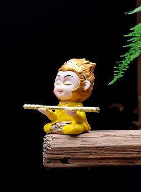 精品齐天大圣孙悟空摆件鱼缸造景小猴子可养茶宠陶瓷平安车载摆件