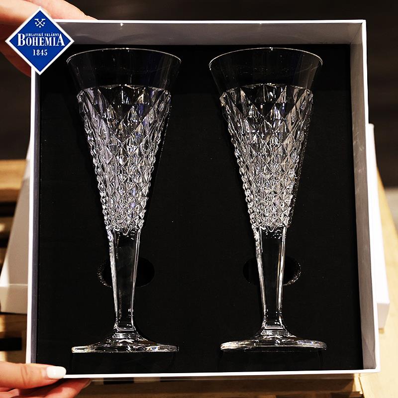 捷克进口BOHEMIA水晶玻璃高档香槟杯高脚红酒杯甜酒气泡杯子套装 - 图2