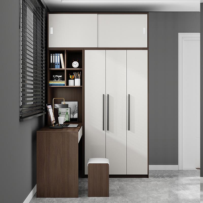 简约北欧小户型儿童房连体书桌柜 学生写字台L型转角电脑桌衣柜 - 图2