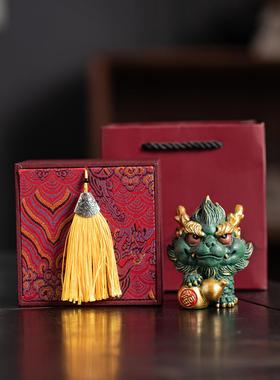 创意招财小麒麟一对摆件福禄如意瑞兽吉祥物家居客厅桌面装饰礼品