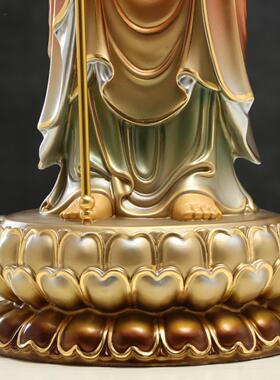 台湾全彩绘地藏王菩萨铜像供奉九山地像ZFJ藏王佛家用地藏华菩萨