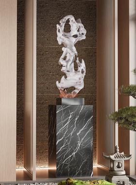 轻艺术雕大塑湖太石假山落地摆件酒店DS-2023-大堂前台新奢中式别