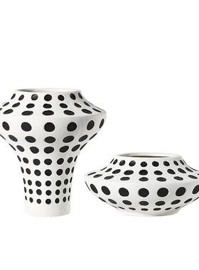 北GM201912简约几何黑白欧陶瓷花瓶摆设创意花家居客厅装摆饰品插