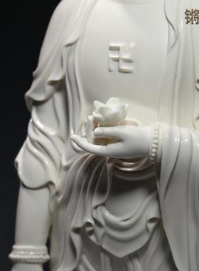 锵锵16至33寸高档白瓷阿弥陀佛接引佛站立像禅意家居佛像陶瓷摆件
