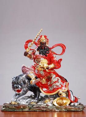 台湾纯铜赵公明造像祭拜店吴财神赵公明财神骑虎造像吸财饰品