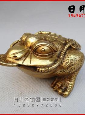 黄铜铜器铜金蟾 三足铜金蟾 财字铜金蟾家居柜台摆件招财