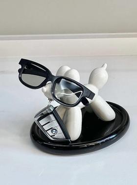 北欧可爱气球狗进门玄关装饰托盘钥匙摆件入户放钥匙置物架收纳