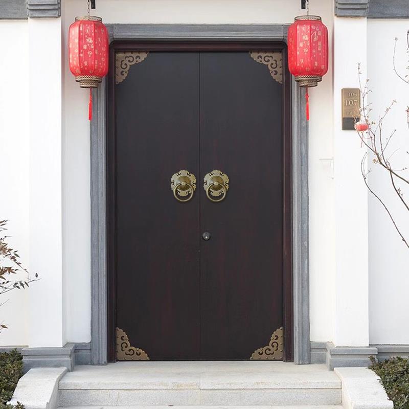 昊天斋新中式彷古拉手铜大门拉环古典大门钹黄铜把手铜老式门环 - 图3