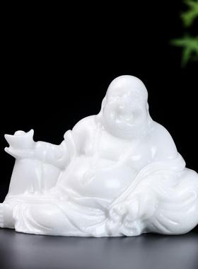 天然阿富汗白玉大肚笑佛弥勒佛白玉大肚佛风水保平安招财坐佛摆件