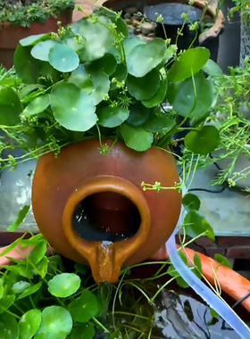 古风仿陶罐小号开口古法养鱼流水罐庭院水培水缸鱼池W水循环过滤