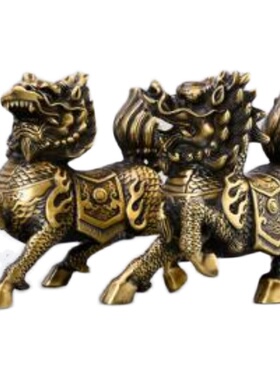 铜麒麟摆件大号麒麟护宅门口w旺财助财开业礼品一对家居工艺品客