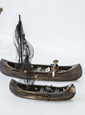 实木户外防水船模水池景观美化装饰小木船江南水乡遮阳船工艺礼品