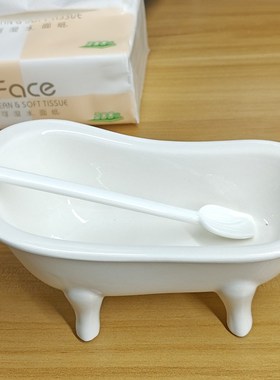 甜品陶瓷碗迷你浴缸摆件模型摆设小守宫造景创意微景观场景新款