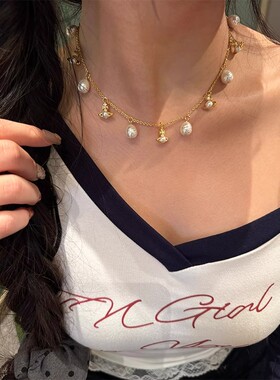 日单蕾系巴洛克珍珠小土星球share项链手链轻奢星球吊坠锁骨链