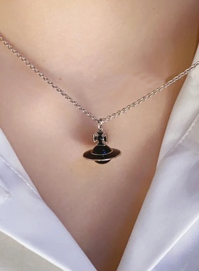 日单蕾系量产型哥特风甜美立体土星星球项链油滴立体珍珠链项链