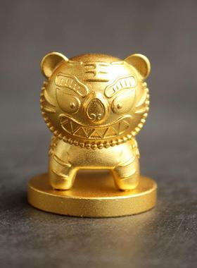 创意复古可爱纯铜黄铜老虎摆件可爱虎年生肖礼品家居装饰品礼品