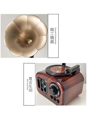 复古留声机摆件桌面创意音乐盒客厅玄关家居怀旧装饰品小众高级感