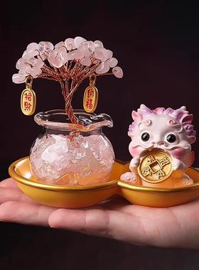 招财貔貅水晶树摆件家用旺宅入户玄关装饰福禄麒麟镇宅客厅吉祥物