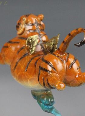 铜老虎摆件办公室飞虎铜工艺品虎虎生威乔迁新居日常送礼生肖虎