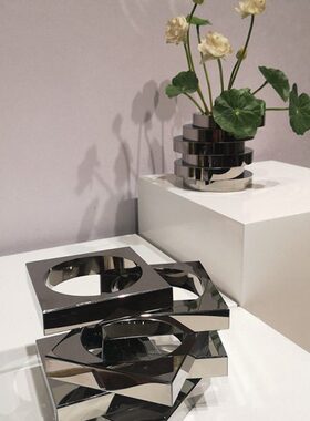 水晶花瓶售楼处样板房摆设装饰品轻奢现代简约笔筒博古架摆件