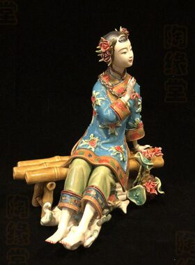 陶瓷工艺品石湾公仔人物中国风仕女可爱客厅饰品家居简约创意摆件