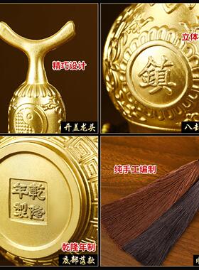黄铜葫芦摆件龙头铜福禄开 盖开 口招财纳福办公室家居装饰工艺礼