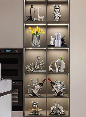 轻奢高端大气酒柜装饰品摆件套装高档现代客厅餐边电视玻璃柜家居