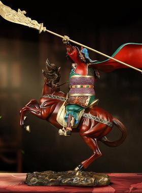 《无往不胜》铜关公摆件武财神骑马关羽公司办公室高档开业礼品