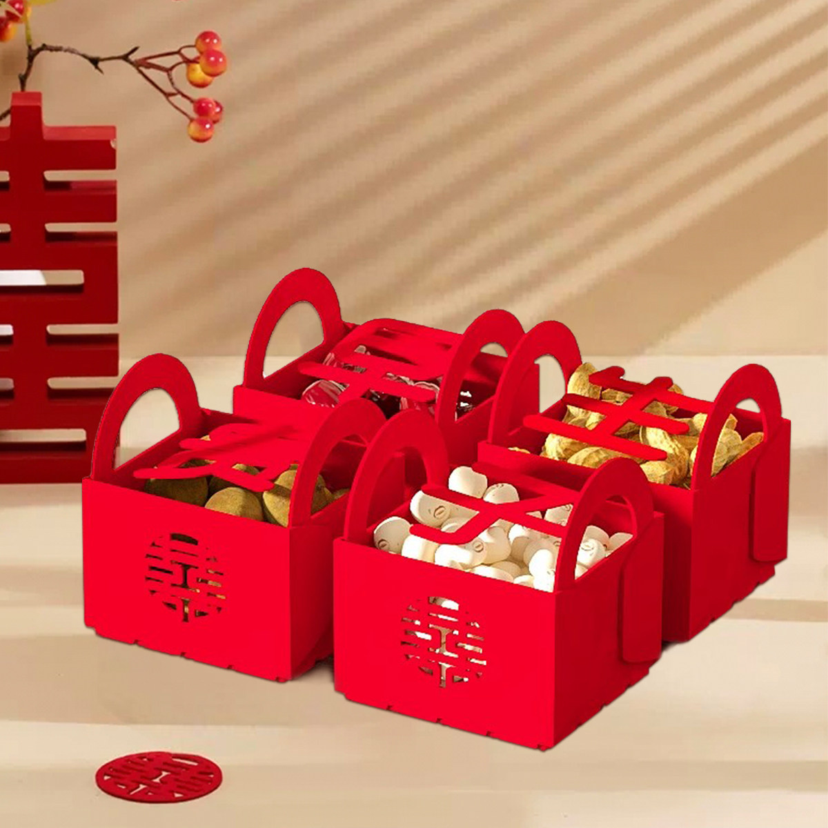 结婚用品早生贵子提篮干果组合小篮子压床摆件婚房婚礼装饰布置,淘宝优惠券,粉丝福利购,淘宝优惠卷