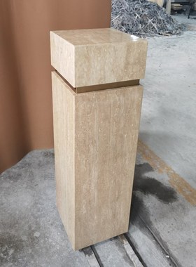 天然大理石底座洞石立柱酒店别墅装饰落地展示台摆件底座高端定制