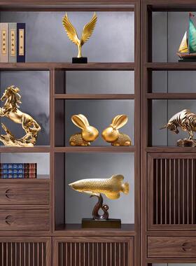 新中式老板办公室酒柜摆件轻奢高档领导高端大气书柜装饰品工艺品