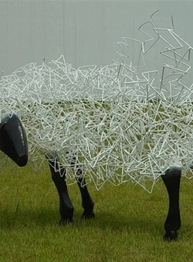 不锈钢镂空绵羊雕塑旅游度假风景区装饰品营销中心售楼处草坪摆件