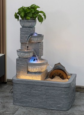 高山流水摆件循环水客厅鱼缸加湿器假山喷泉水景观阳台小鱼池造景