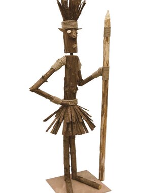 创意摆件部落酋长木头人偶站立木头人H橱窗花艺布场原木装饰道具