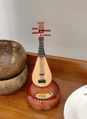 文艺古典旋转琵琶八音琴摆件 y复古礼品吉他小提琴音乐盒生日礼物