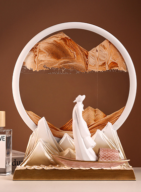 流沙画沙漏摆件k家居客厅酒柜办公室桌面装饰品摆件领导轻奢