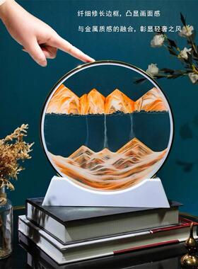 3D立体超薄金边流沙画装饰品大尺寸客厅入口桌面酒柜电视柜装饰品