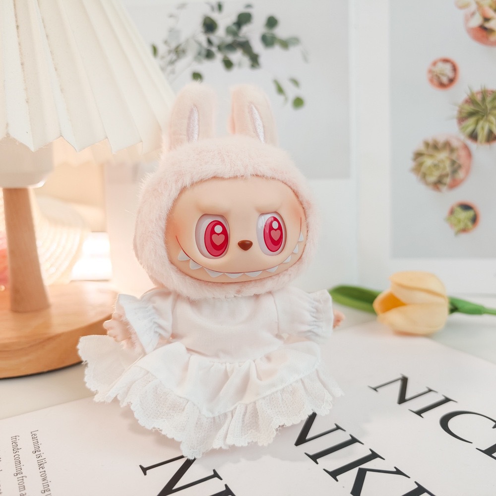 泡泡玛特labubu拉布布娃衣一二三代坐坐马卡龙玩偶公仔套装连衣裙 - 图1