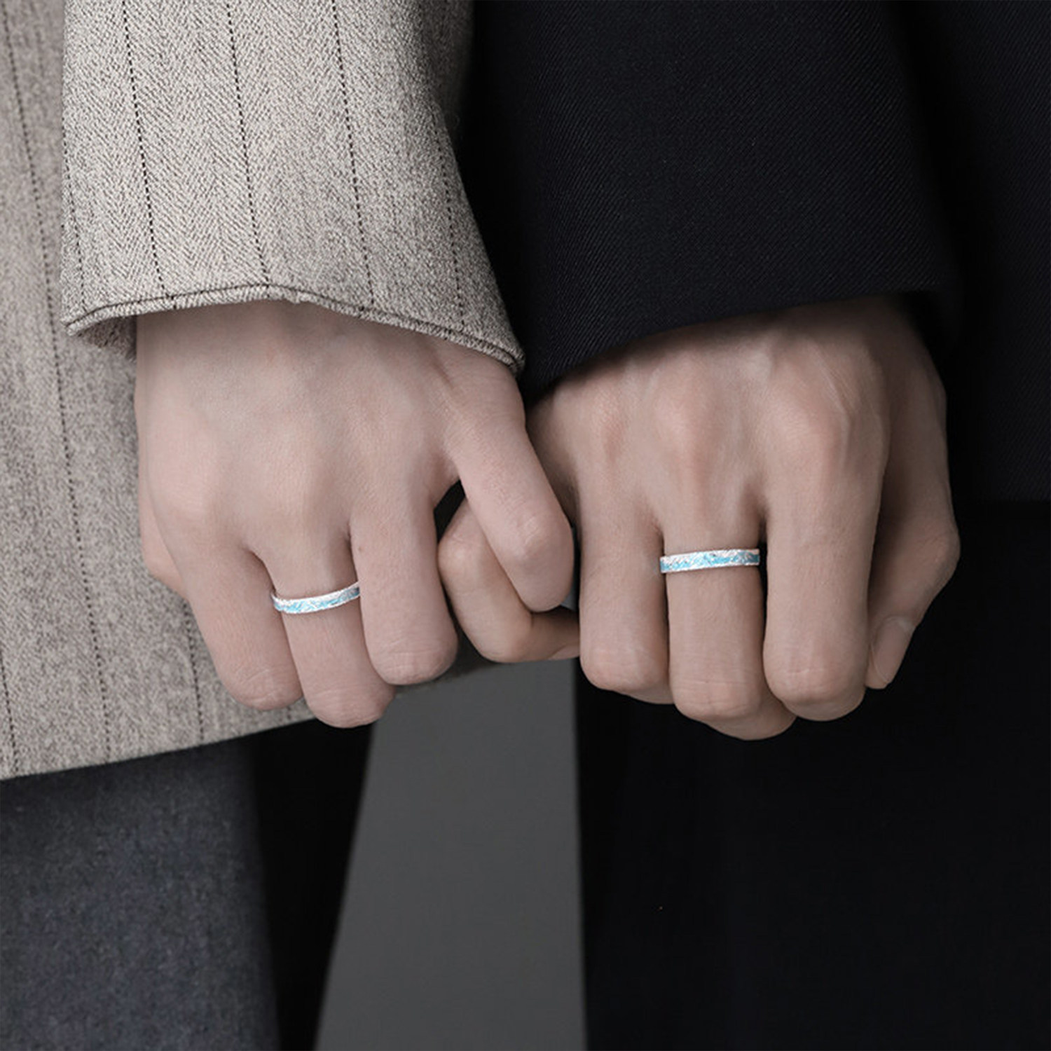 Changbaishan 999 sterling silver couple rings Chinese Valentine's Day gift