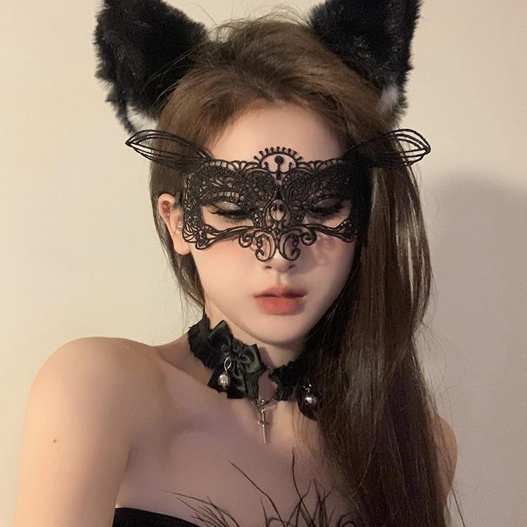 黑色花朵面具假面舞会装扮道具晚会年会半脸面具眼罩化妆之夜面罩 - 图2