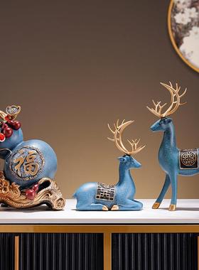 高档新中式摆件招财金色大象电视柜台面装饰品福字葫芦大气上档次