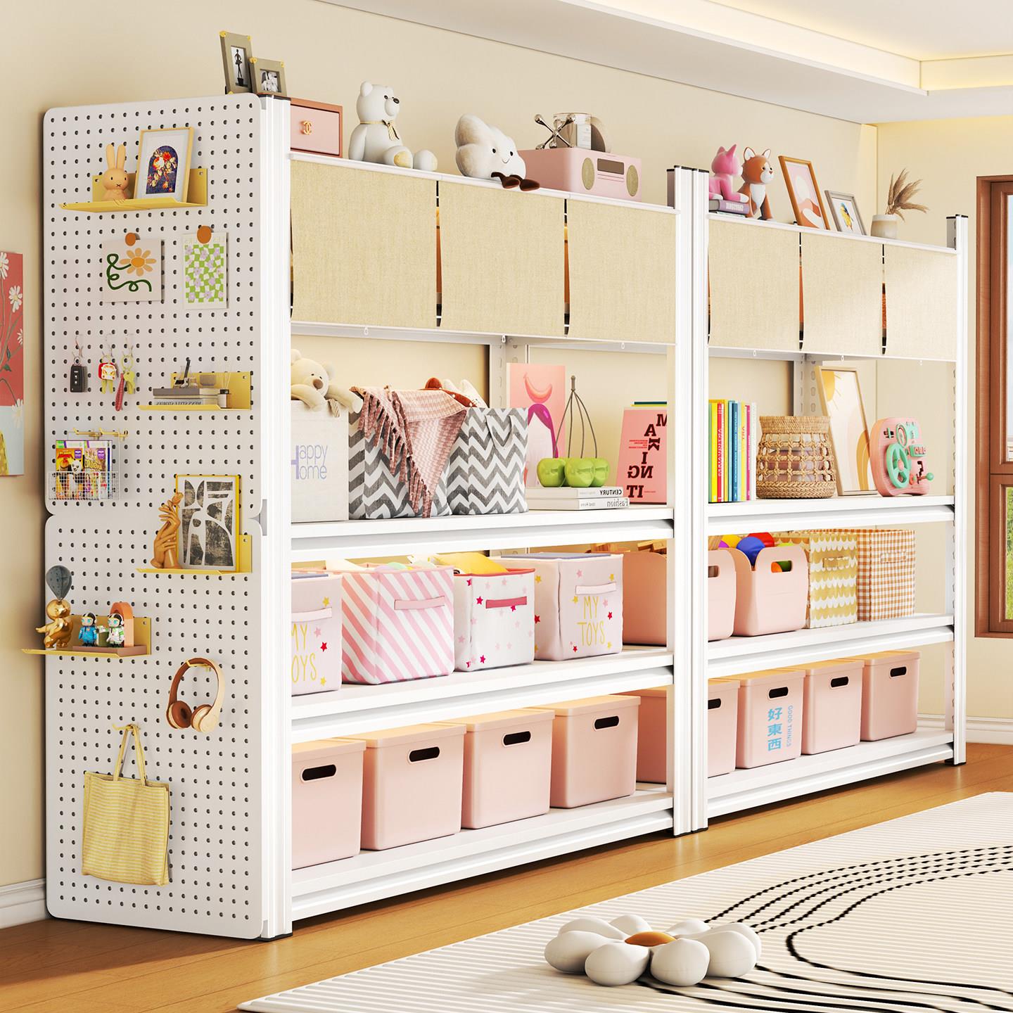 Multi-layer shelf storage rack household steel adjustable storage rack with hole board integrated floor-standing indoor storage rack