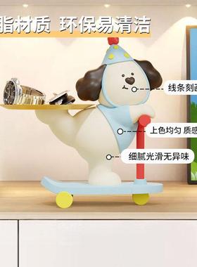 礼帽小狗欢迎回家钥匙收纳玄关装饰摆件小众艺术公仔电视柜装饰品